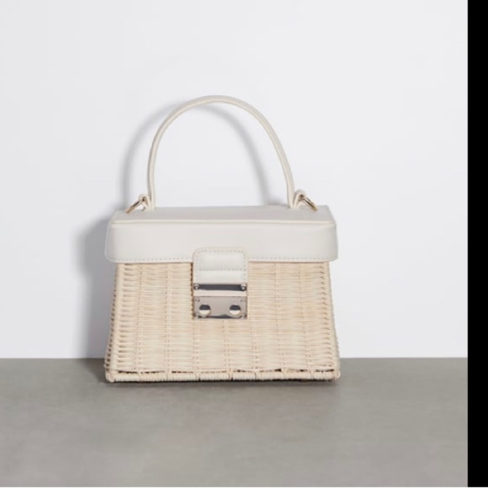 ZARA Top Handle Woven Box Bag